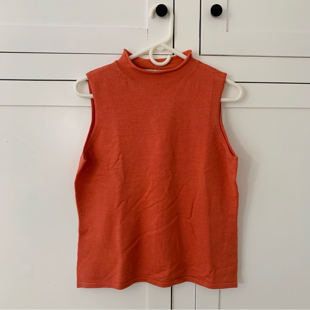 Alfani Silk Peach Mock Neck Sleeveless Top Size Large